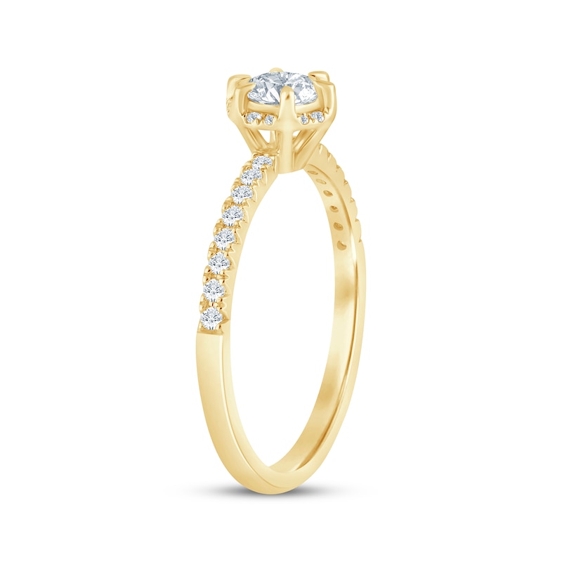Main Image 2 of Now + Forever Round-Cut Diamond Halo Engagement Ring 1/2 ct tw 14K Yellow Gold
