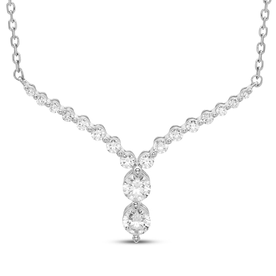 Diamond Chevron Necklace 1/ ct tw 10K White Gold 18