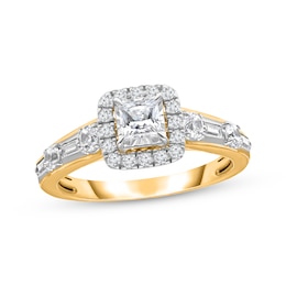 Now + Forever Princess-Cut Diamond Halo Engagement Ring 1 ct tw 14K Yellow Gold