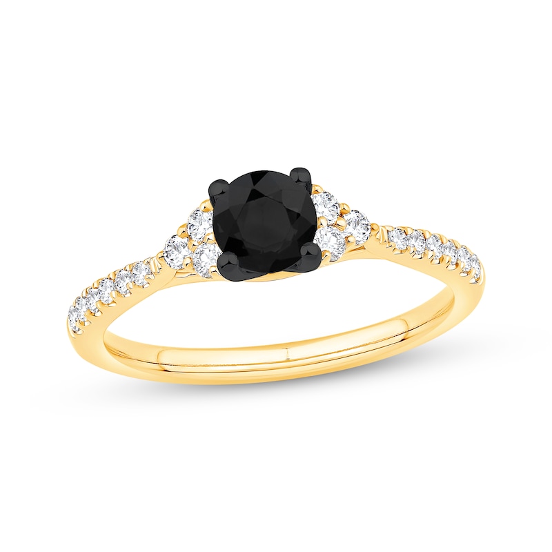 Main Image 1 of Now + Forever Round-Cut Black & White Diamond Engagement Ring 3/4 ct tw 14K Yellow Gold
