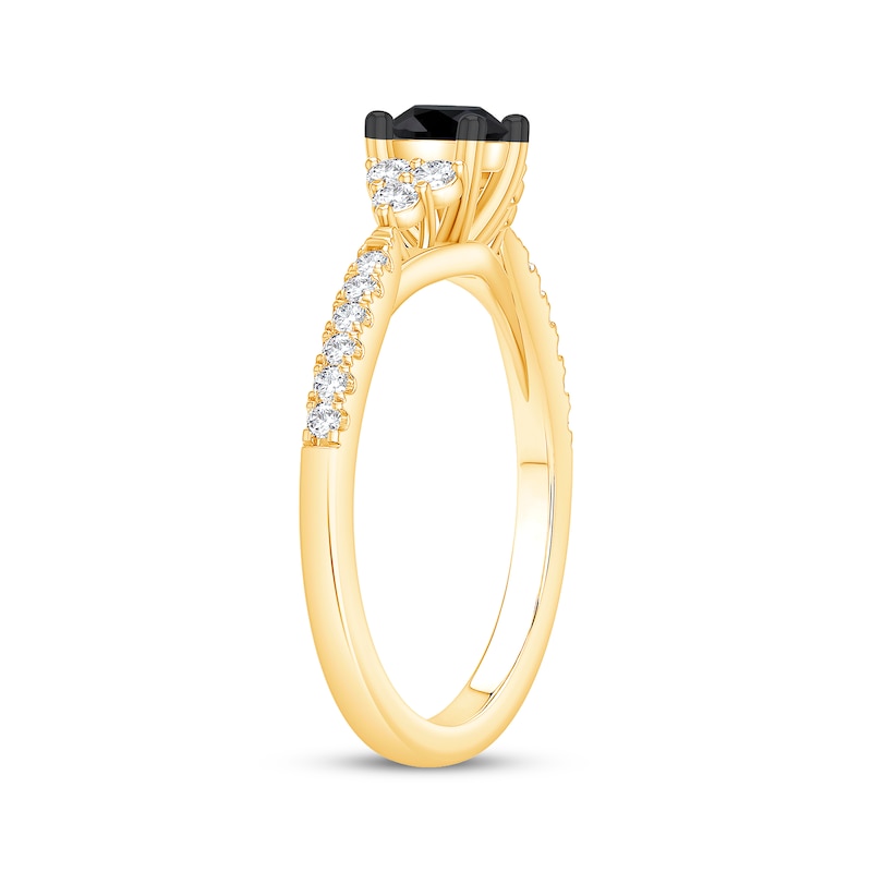 Main Image 2 of Now + Forever Round-Cut Black & White Diamond Engagement Ring 3/4 ct tw 14K Yellow Gold