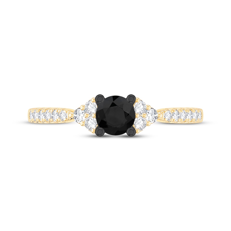 Main Image 3 of Now + Forever Round-Cut Black & White Diamond Engagement Ring 3/4 ct tw 14K Yellow Gold