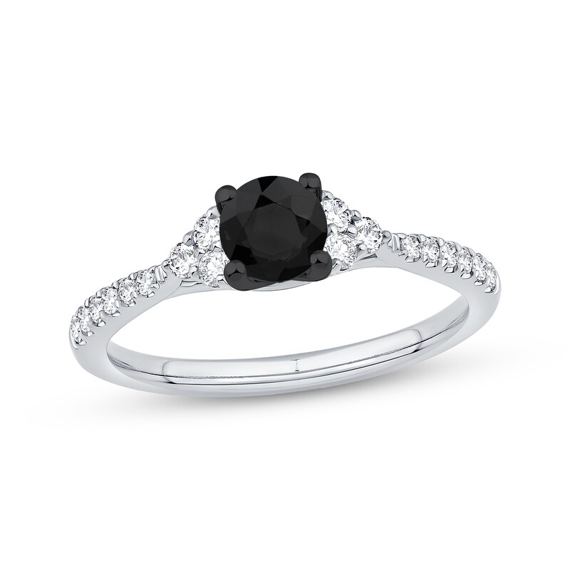 Main Image 1 of Now + Forever Round-Cut Black & White Diamond Engagement Ring 3/4 ct tw 14K White Gold