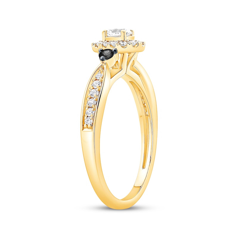 Main Image 2 of Now + Forever Oval-Cut White Diamond & Black Diamond Engagement Ring 3/8 ct tw 14K Yellow Gold