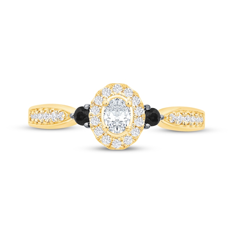 Main Image 3 of Now + Forever Oval-Cut White Diamond & Black Diamond Engagement Ring 3/8 ct tw 14K Yellow Gold