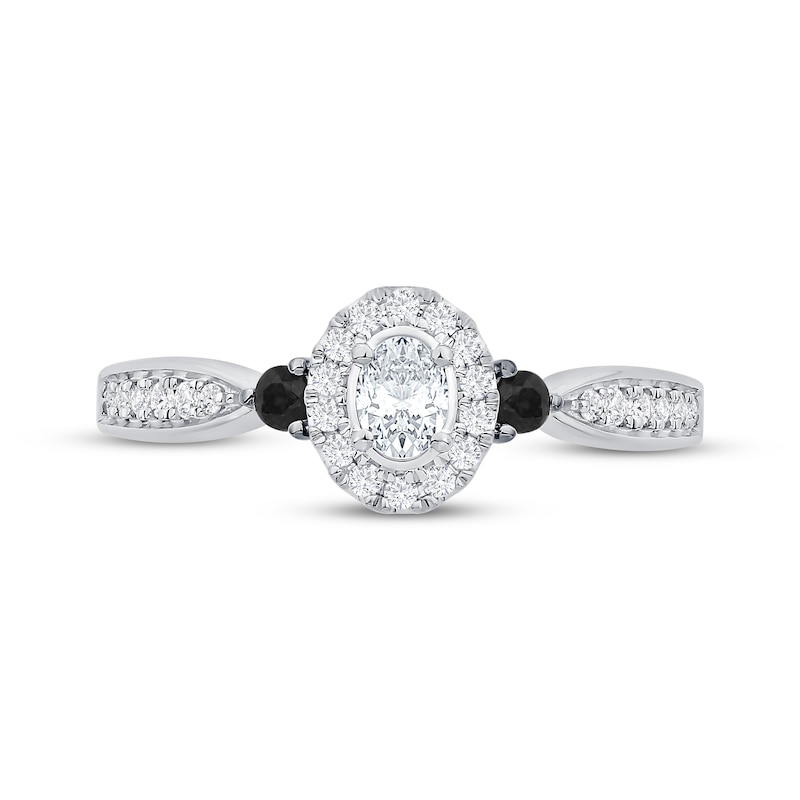Main Image 3 of Now + Forever Oval-Cut White Diamond & Black Diamond Engagement Ring 3/8 ct tw 14K White Gold