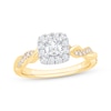 Thumbnail Image 1 of Now + Forever Round-Cut Diamond Cushion Halo Twist Engagement Ring 5/8 ct tw 14K Yellow Gold