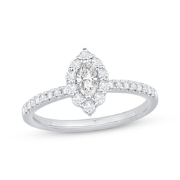 Now + Forever Marquise-Cut Diamond Halo Engagement Ring 1/2 ct tw 14K White Gold