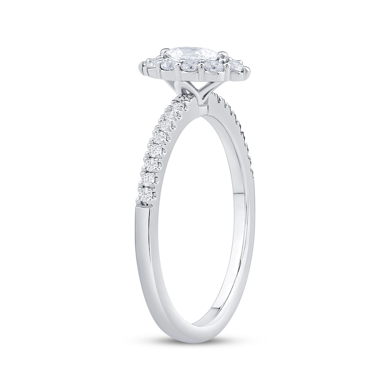 Marquise-Cut Diamond Halo Engagement Ring 1/2 ct tw 14K White Gold