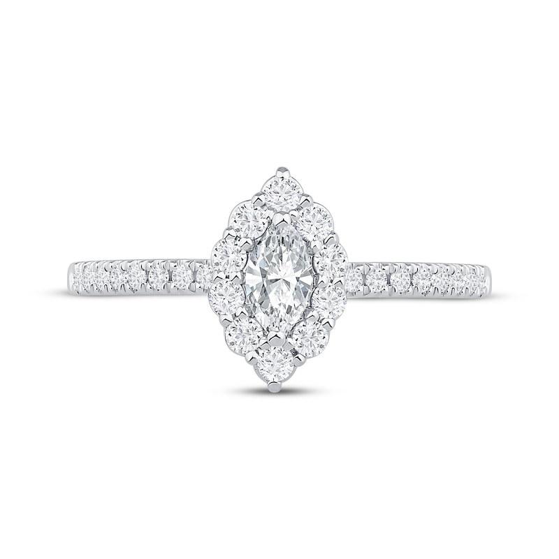 Main Image 3 of Now + Forever Marquise-Cut Diamond Halo Engagement Ring 1/2 ct tw 14K White Gold