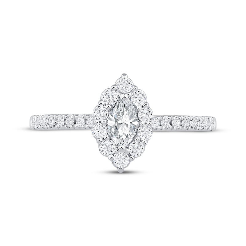 Marquise-Cut Diamond Halo Engagement Ring 1/2 ct tw 14K White Gold