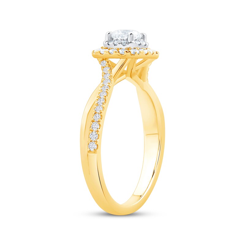Main Image 2 of Now + Forever Round-Cut Diamond Double Halo Engagement Ring 7/8 ct tw 14K Yellow Gold