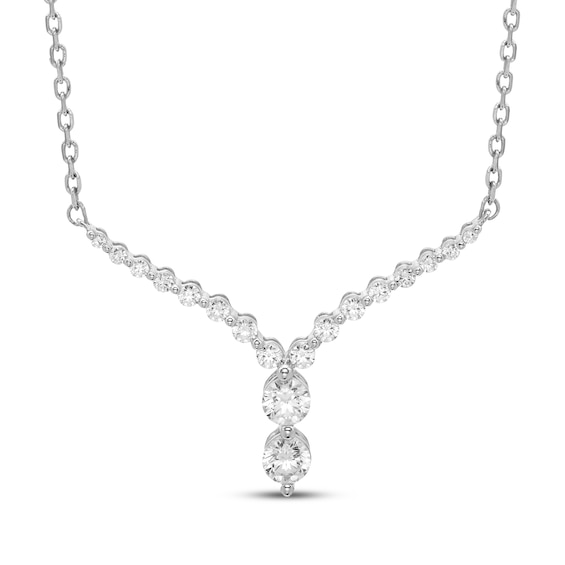 Diamond Chevron Necklace 1/ ct tw 10K White Gold 18