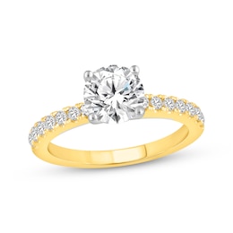 Now + Forever Lab-Grown Diamonds Round-Cut Engagement Ring 1-7/8 ct tw 14K Yellow Gold