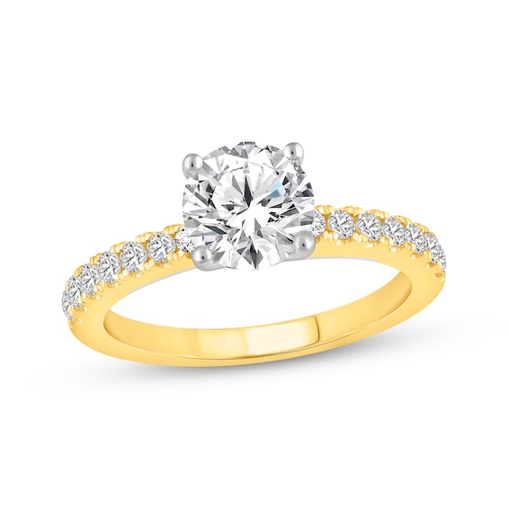 Now + Forever Lab-Grown Diamonds Round-Cut Engagement Ring 1-7/8 ct tw 14K Yellow Gold