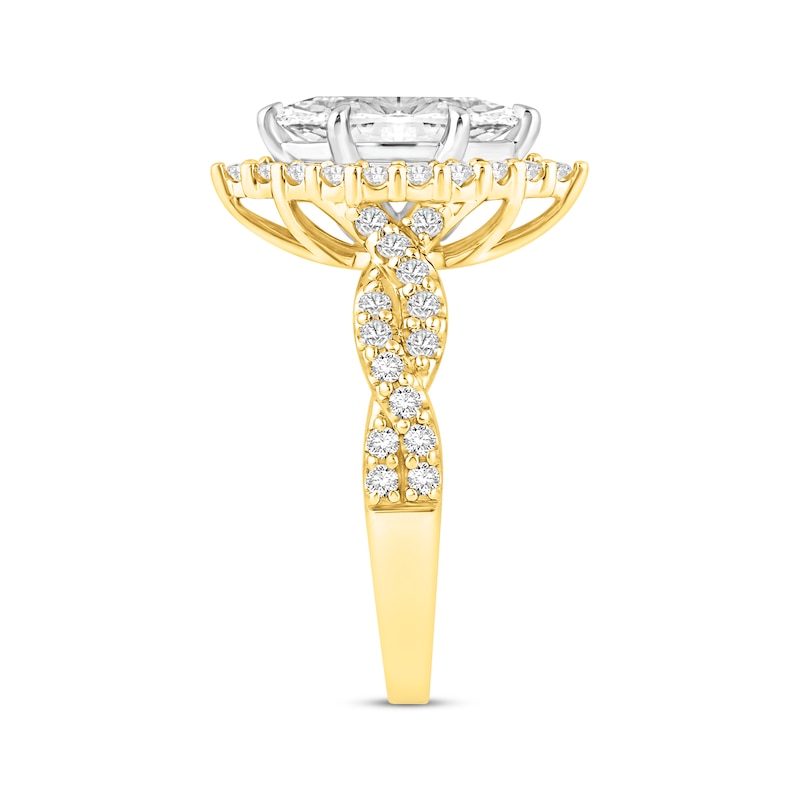 Main Image 2 of Now + Forever Lab-Grown Diamonds Marquise-Cut Halo Twist Engagement Ring 1-1/2 ct tw 14K Yellow Gold