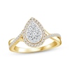 Thumbnail Image 1 of Now + Forever Multi-Diamond Center Teardrop Halo Engagement Ring 1/2 ct tw 14K Yellow Gold
