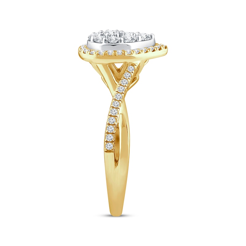 Main Image 2 of Now + Forever Multi-Diamond Center Teardrop Halo Engagement Ring 1/2 ct tw 14K Yellow Gold