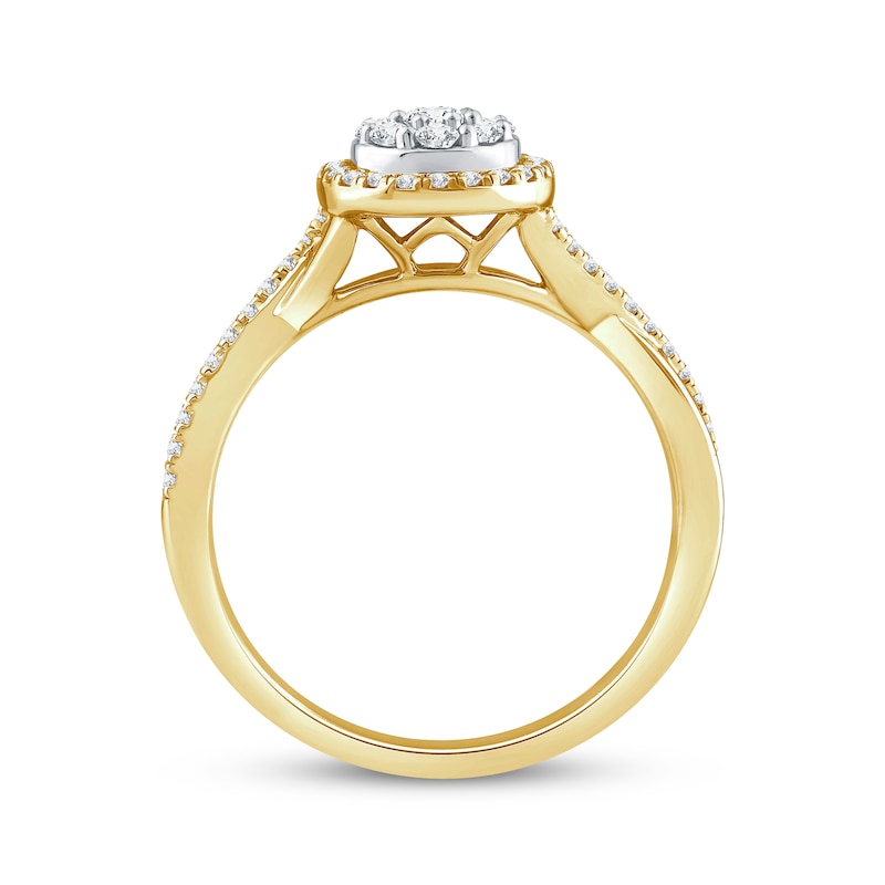 Main Image 3 of Now + Forever Multi-Diamond Center Teardrop Halo Engagement Ring 1/2 ct tw 14K Yellow Gold