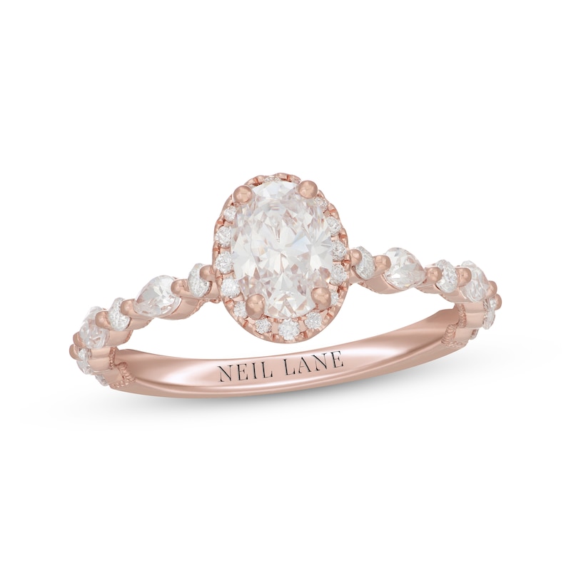 Main Image 1 of Neil Lane Premiere Oval-Cut Diamond Halo Engagement Ring 1-1/2 ct tw 14K Rose Gold
