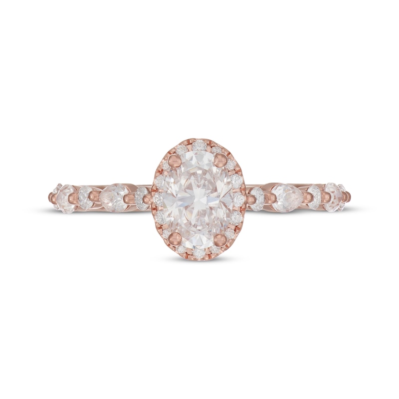 Main Image 3 of Neil Lane Premiere Oval-Cut Diamond Halo Engagement Ring 1-1/2 ct tw 14K Rose Gold