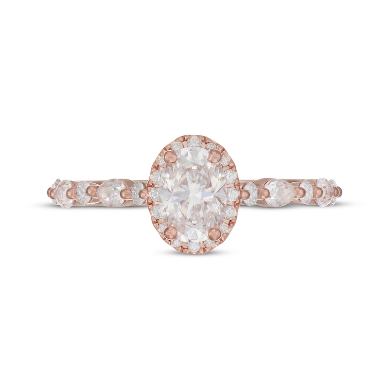 Neil Lane Premiere Oval-Cut Diamond Halo Engagement Ring 1-1/2 ct tw 14K Rose Gold