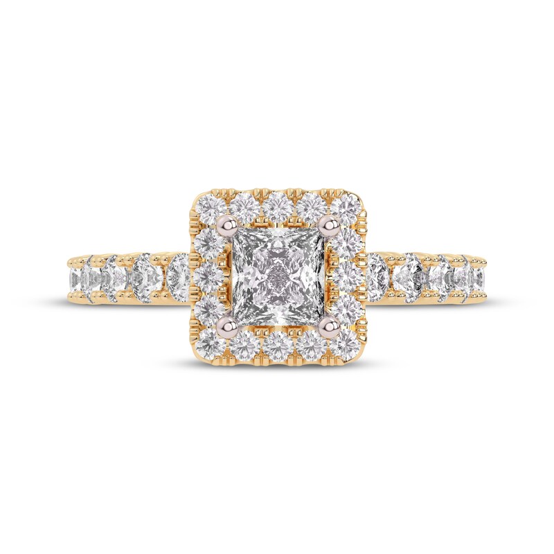 Main Image 3 of Now + Forever Lab-Grown Diamonds Princess-Cut Halo Engagement Ring 2 ct tw 14K Yellow Gold
