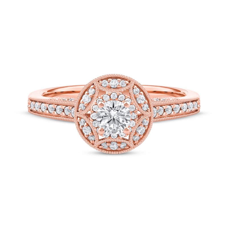 Main Image 3 of Now + Forever Round-Cut Diamond Vintage-Style Engagement Ring 1/2 ct tw 14K Rose Gold