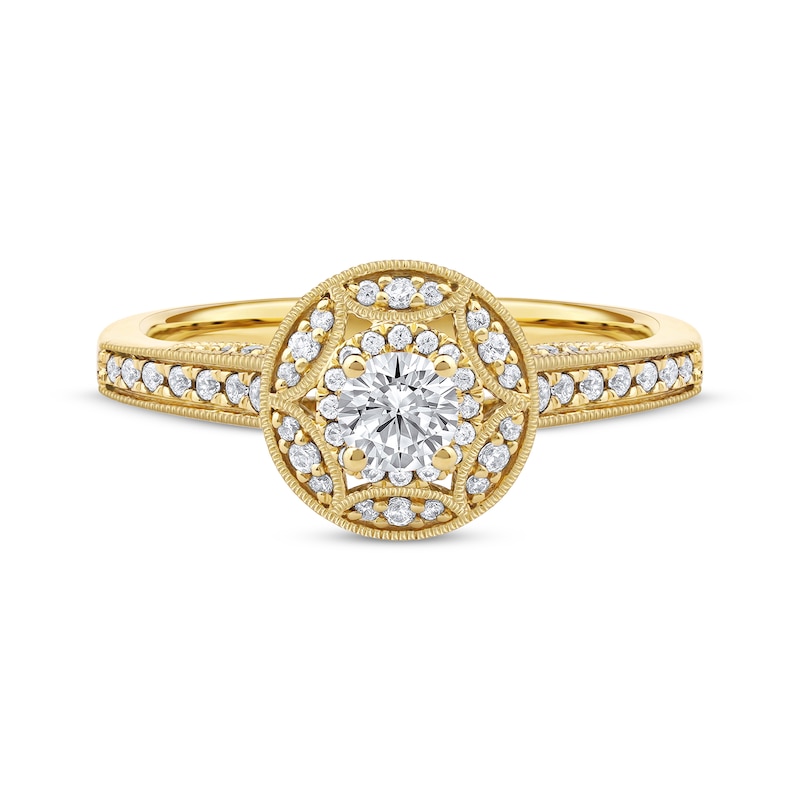 Main Image 3 of Now + Forever Round-Cut Diamond Vintage-Style Engagement Ring 1/2 ct tw 14K Yellow Gold