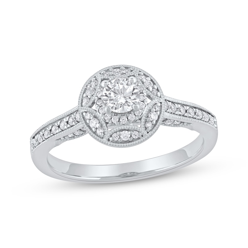 Main Image 1 of Now + Forever Round-Cut Diamond Vintage-Style Engagement Ring 1/2 ct tw 14K White Gold
