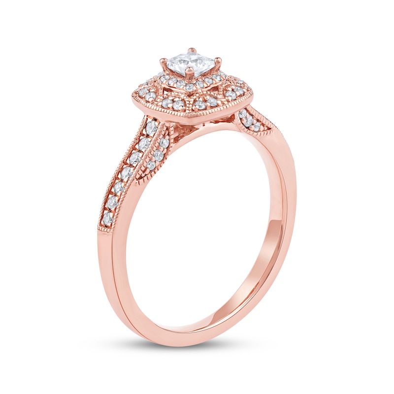 Main Image 2 of Now + Forever Princess-Cut Diamond Vintage-Style Engagement Ring 1/2 ct tw 14K Rose Gold