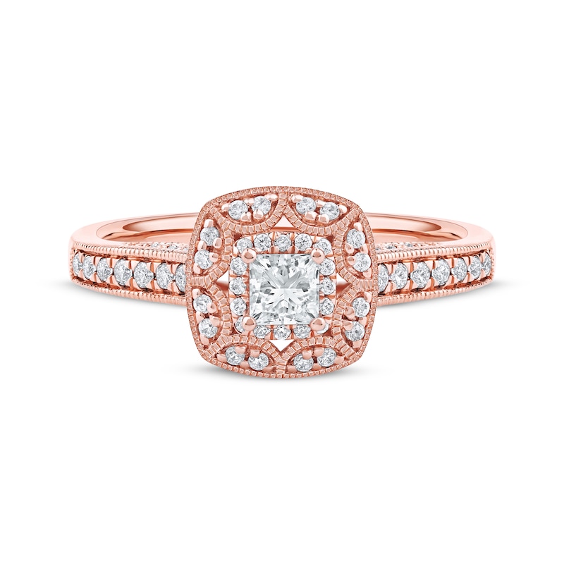 Main Image 3 of Now + Forever Princess-Cut Diamond Vintage-Style Engagement Ring 1/2 ct tw 14K Rose Gold