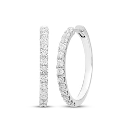 Diamond Hoop Earrings 1/4 ct tw 10K White Gold