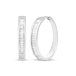Baguette-Cut Diamond Hoop Earrings 1 ct tw 10K White Gold