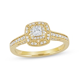 Now + Forever Princess-Cut Diamond Vintage-Style Engagement Ring 1/2 ct tw 14K Yellow Gold