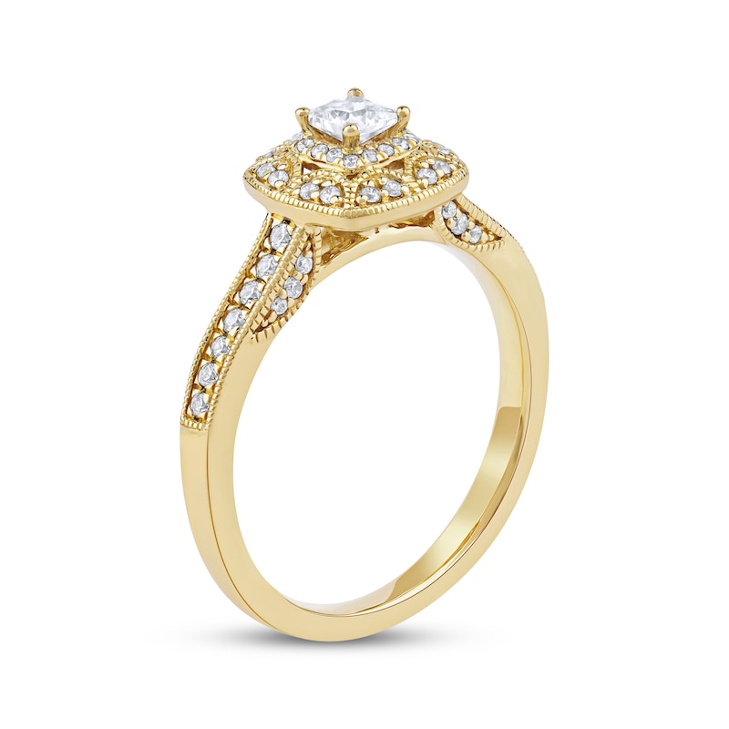 Main Image 2 of Now + Forever Princess-Cut Diamond Vintage-Style Engagement Ring 1/2 ct tw 14K Yellow Gold