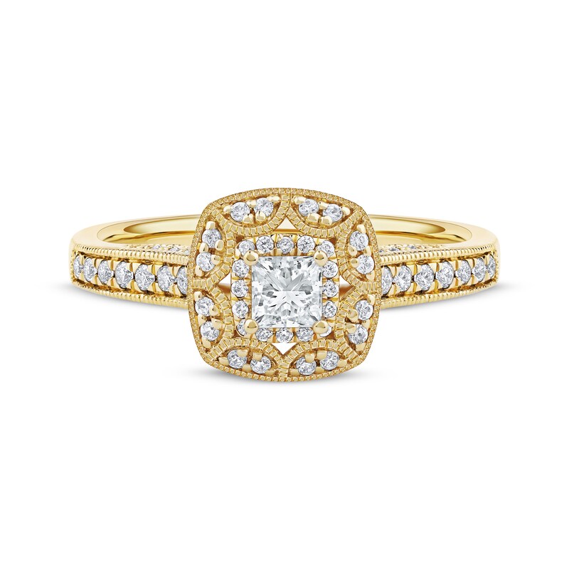 Main Image 3 of Now + Forever Princess-Cut Diamond Vintage-Style Engagement Ring 1/2 ct tw 14K Yellow Gold