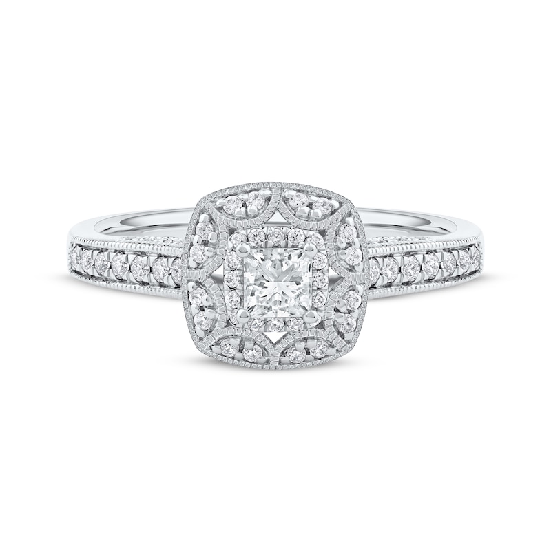 Main Image 3 of Now + Forever Princess-Cut Diamond Vintage-Style Engagement Ring 1/2 ct tw 14K White Gold