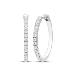 Diamond Hoop Earrings 1/2 ct tw 10K White Gold