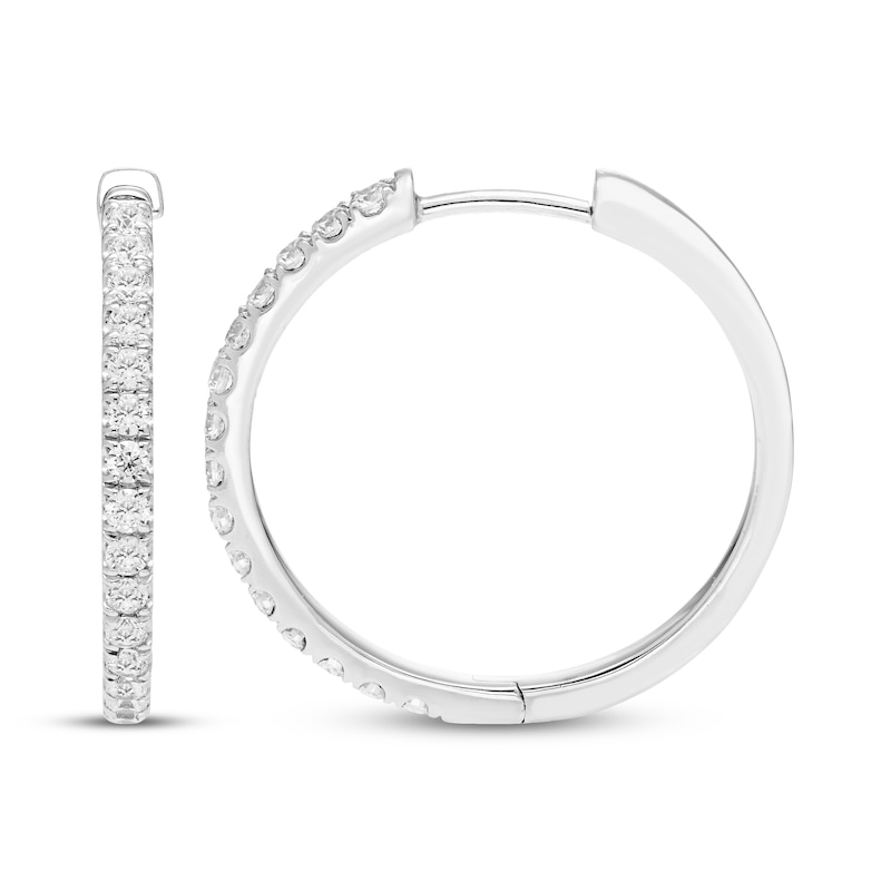 Main Image 3 of Diamond Hoop Earrings 1/2 ct tw 10K White Gold