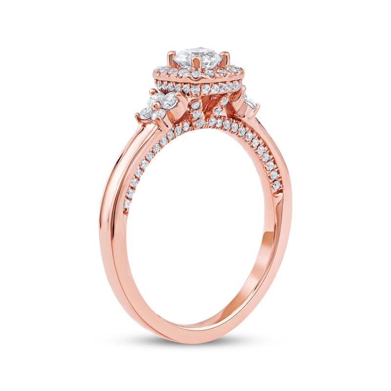 Main Image 2 of Now + Forever Round-Cut Diamond Double Halo Engagement Ring 3/4 ct tw 14K Rose Gold