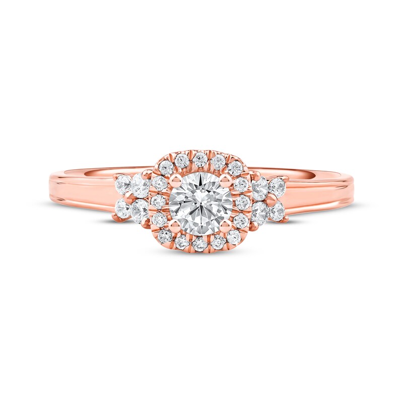 Main Image 3 of Now + Forever Round-Cut Diamond Double Halo Engagement Ring 3/4 ct tw 14K Rose Gold