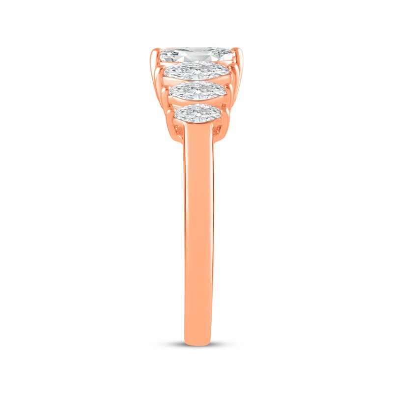 Main Image 2 of Now + Forever Lab-Grown Diamonds Marquise-Cut Seven-Stone Anniversary Ring 1 ct tw 14K Rose Gold