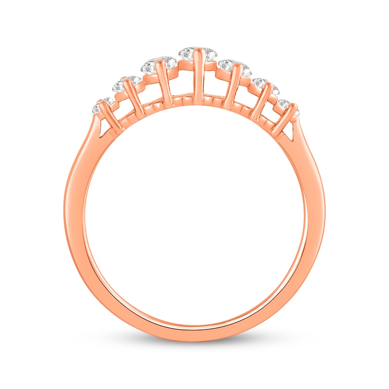Main Image 3 of Now + Forever Lab-Grown Diamonds Marquise-Cut Seven-Stone Anniversary Ring 1 ct tw 14K Rose Gold