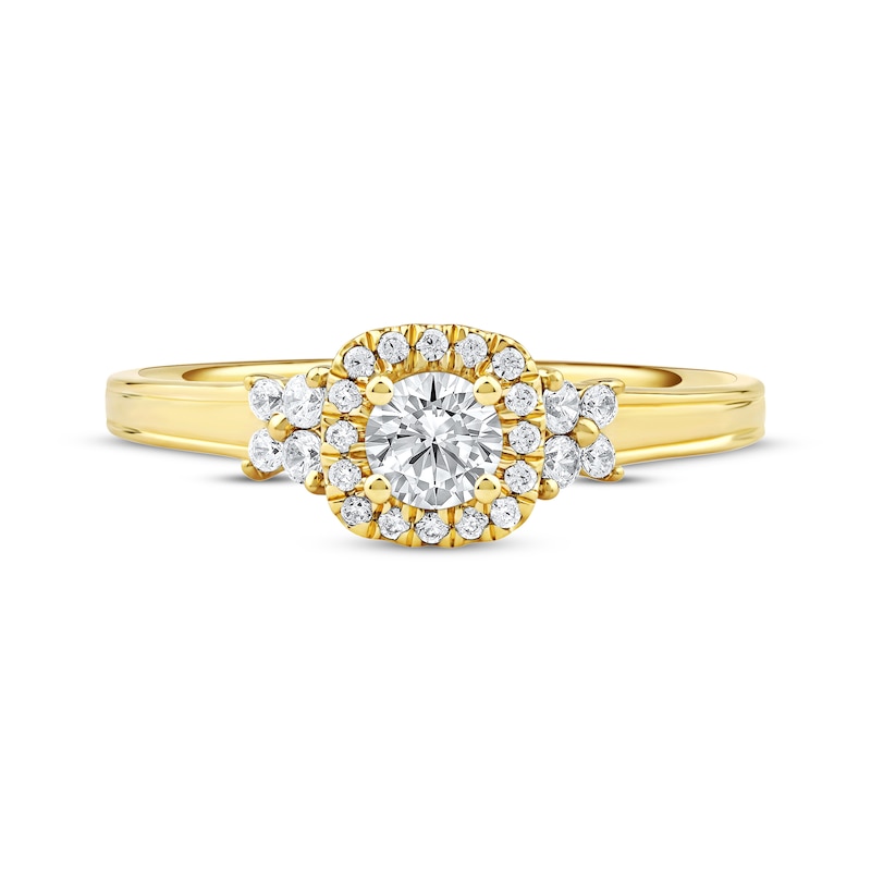 Main Image 3 of Now + Forever Round-Cut Diamond Double Halo Engagement Ring 3/4 ct tw 14K Yellow Gold