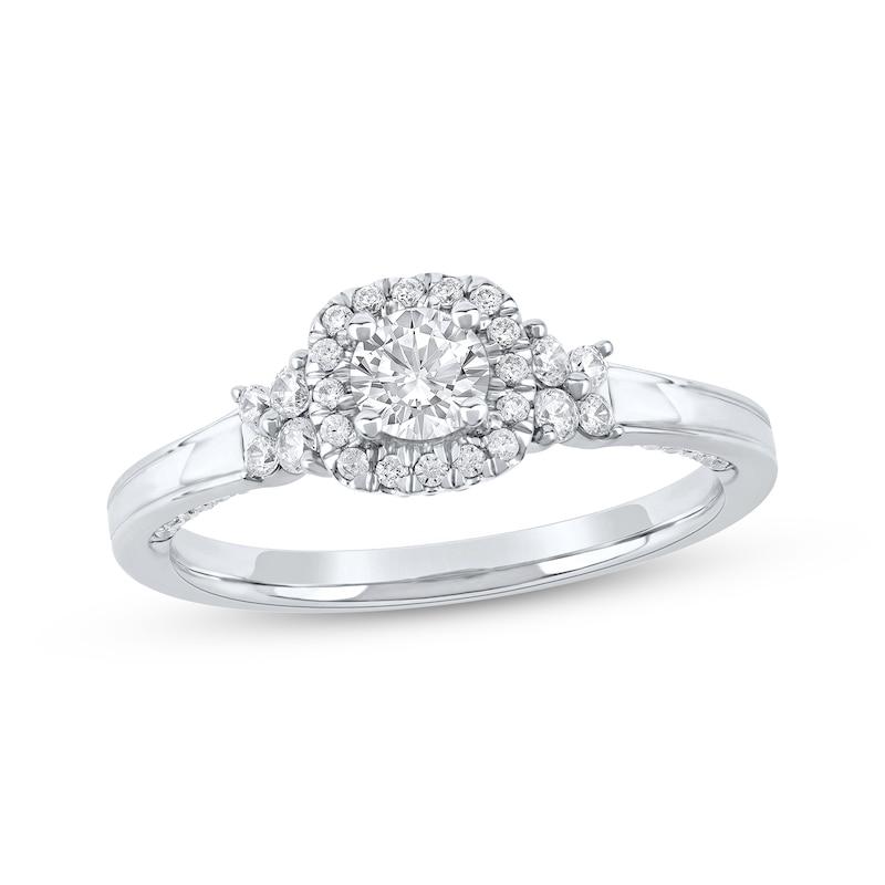 Main Image 1 of Now + Forever Round-Cut Diamond Double Halo Engagement Ring 3/4 ct tw 14K White Gold