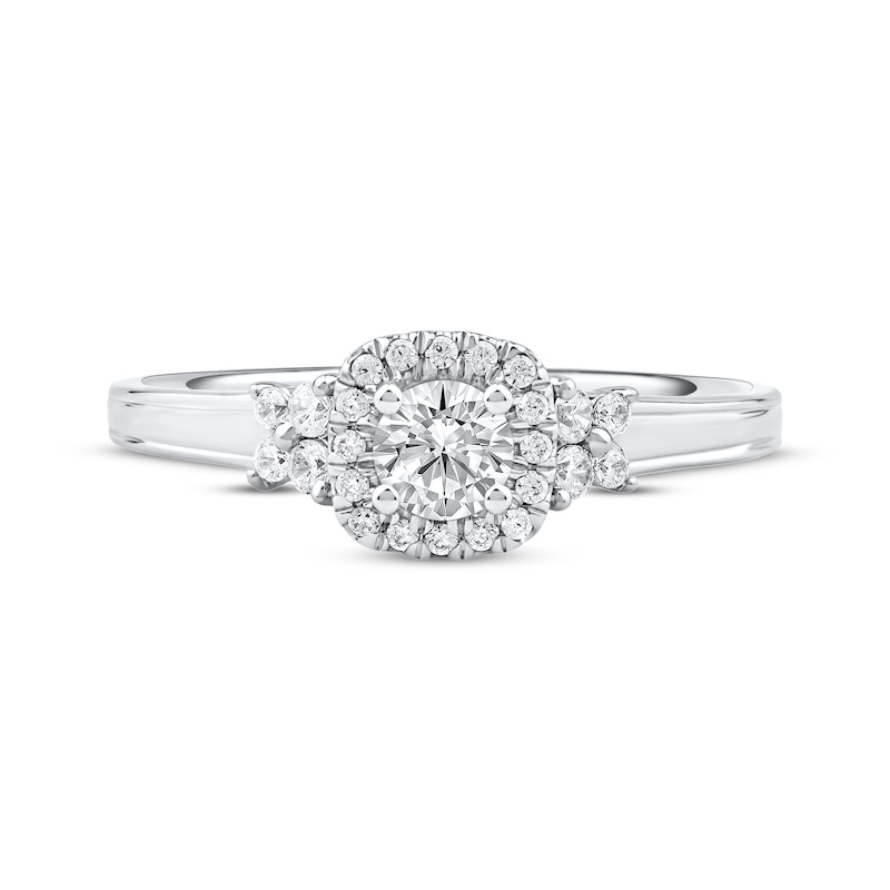 Main Image 3 of Now + Forever Round-Cut Diamond Double Halo Engagement Ring 3/4 ct tw 14K White Gold