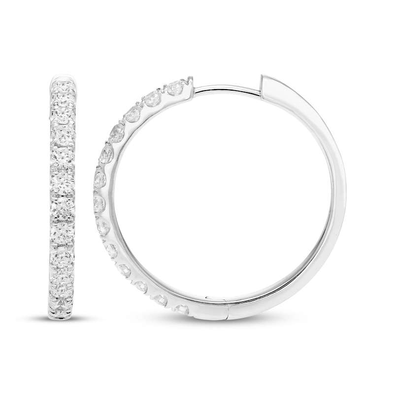 Main Image 3 of Diamond Hoop Earrings 1 ct tw 10K White Gold