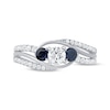 Thumbnail Image 2 of Memories Moments Magic Round-Cut Diamond & Blue Sapphire Three-Stone Engagement Ring 5/8 ct tw 14K White Gold
