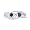 Thumbnail Image 3 of Memories Moments Magic Round-Cut Diamond & Blue Sapphire Three-Stone Engagement Ring 5/8 ct tw 14K White Gold
